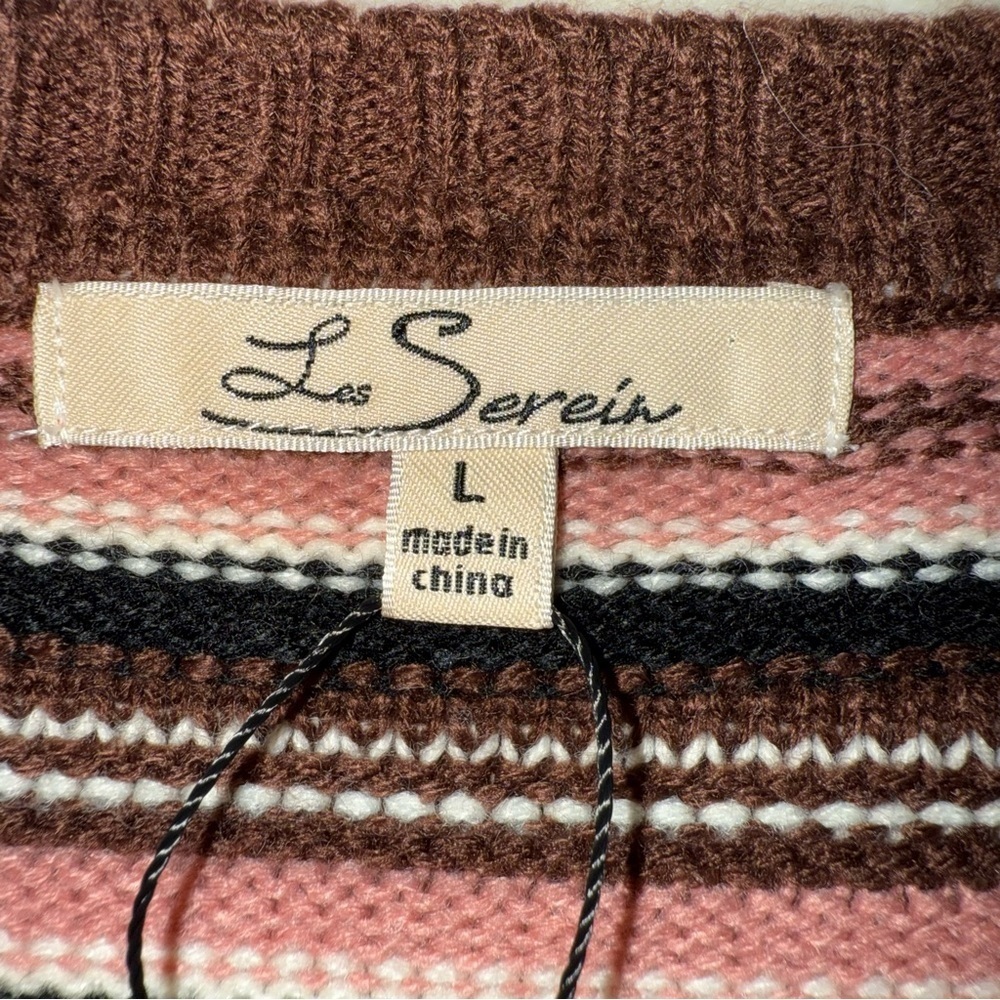 LES SEREIN Women’s size large striped v-neck button down cardigan NWT - Picture 7 of 10